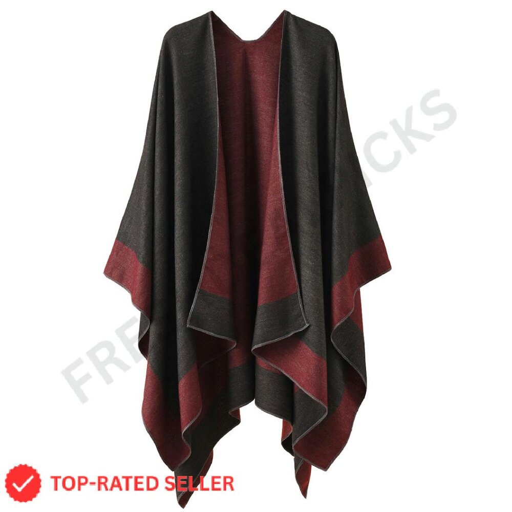 Oversized Shawl Wrap Poncho Cape Sweater Chic Elegant Fall Winter Wear
